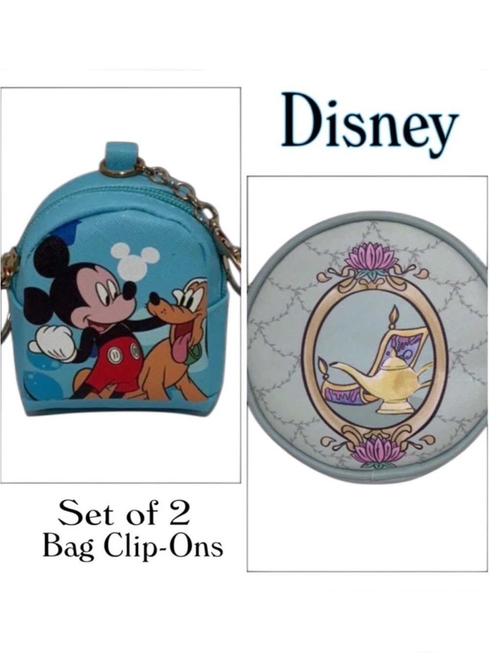 DISNEY Bag Clip Ons Coin Purses Set of 2